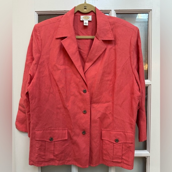 Talbots Salmon Coral Linen Blend Lightweight Blazer Jacket Plus Size 20 - Picture 11 of 11
